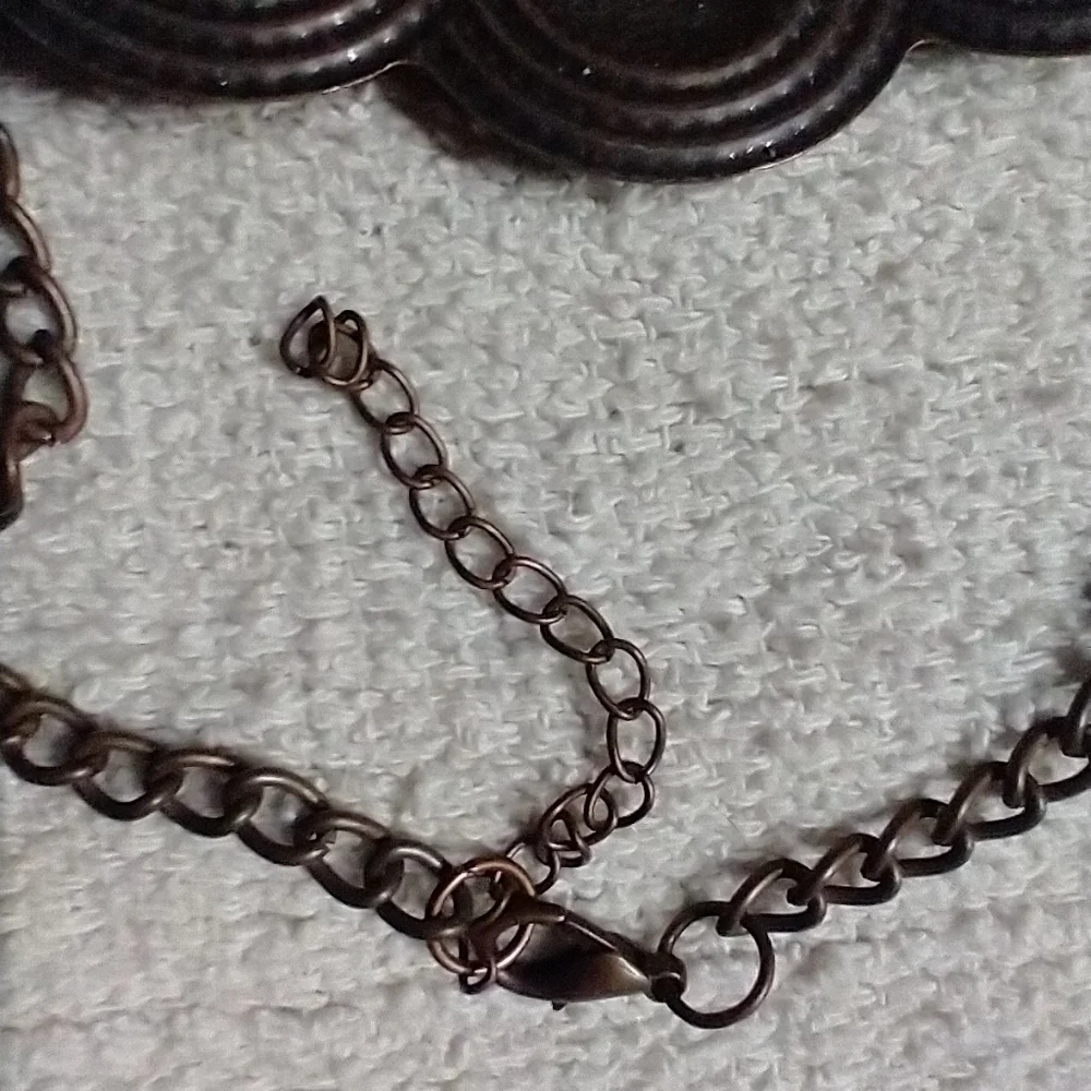 Dark copper color statement runway necklace